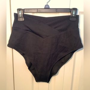 Aerie Black High waisted ribbed bikini bottoms